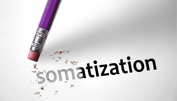 Eraser deleting the word Somatization — Stock Photo, Image