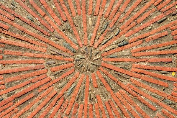 Bruk tekstury z przekładni i cegły w Montjuic, Barcelona, S — Zdjęcie stockowe