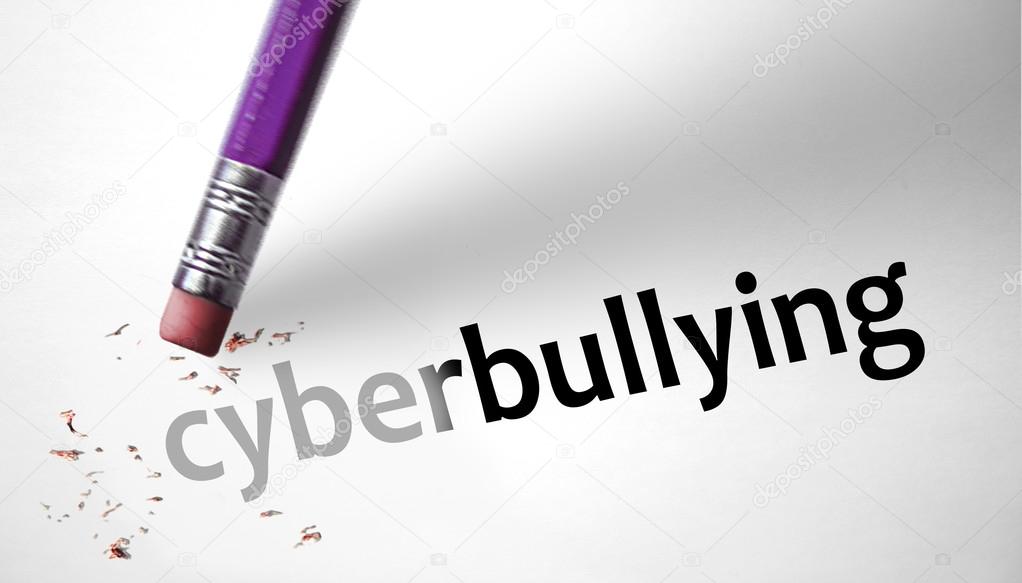 Eraser deleting the word cyberbullying