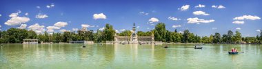 Panoramic view of Monument to Alfonso XII, Buen Retiro park, and clipart