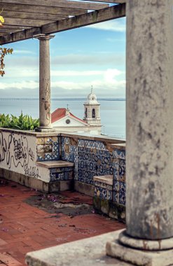 Alfama mahalle görünümünü, Lisbon, Portekiz