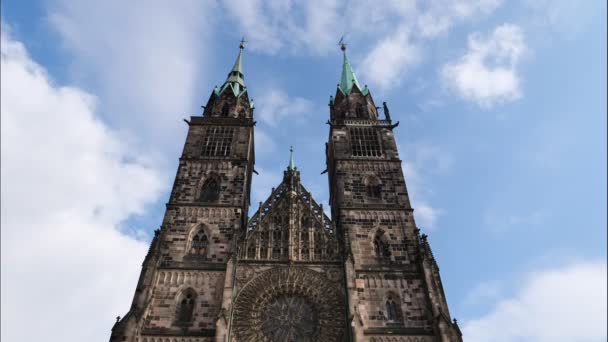 Nuremberg Alemania Octubre 2020 Iglesia San Lorenz Time Lapse Footage — Vídeos de Stock