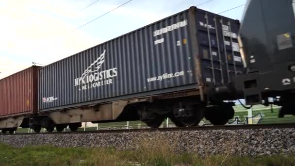 Siegelsdorf Germany August 2020 Cargo Train Passing Slow Motion Footage — 图库视频影像