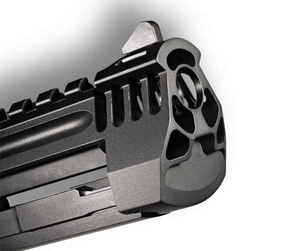 Geporteerde Semi Auto Handvuurwapen Vat Wit Met Een Slagschaduw — Stockfoto