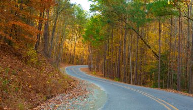 Sonbaharın sonlarında Ürdün Gölü kamp alanına giden yol