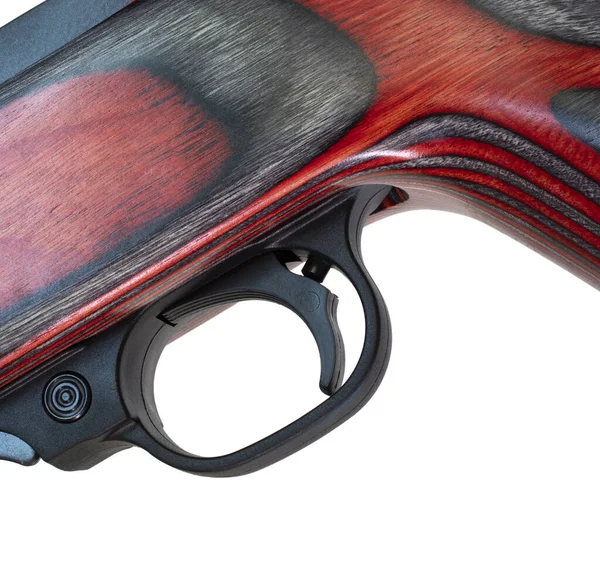 Disparador Seguridad Rifle Con Culata Madera Laminada Roja Negra — Foto de Stock