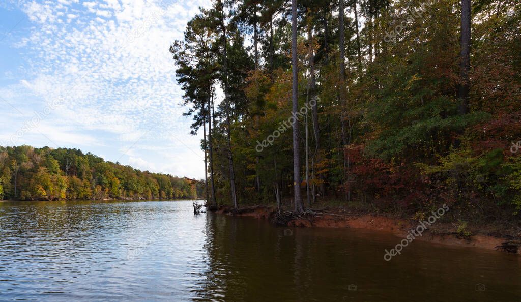 Fall color in the beginning stages at Falls Lake in North Carolina