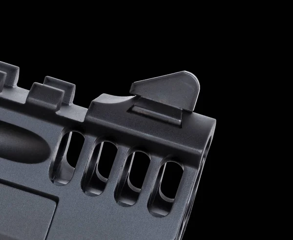Nagy Kaliberű Félautomata Kézifegyver Elölnézete Pofája Fekete Alapon — Stock Fotó