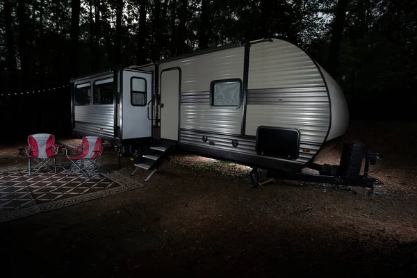 Apenas Sobre Noite Acampamento Reboque Viagem Jordan Lake Carolina Norte — Fotografia de Stock