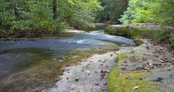 Fluss Fließt Über Felsen North Carolinas Stone Mountain State Park — Stockfoto