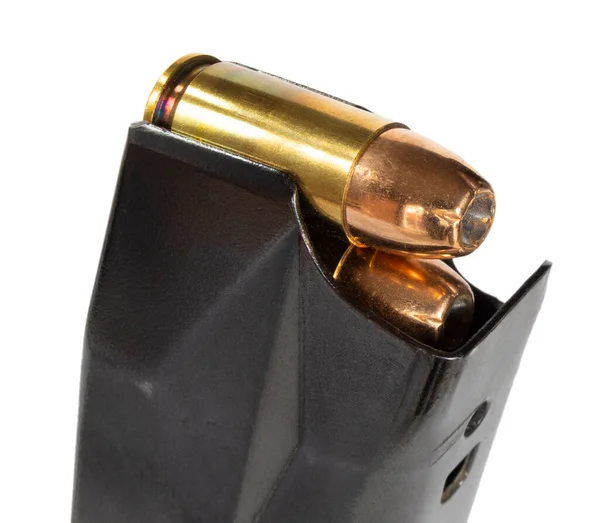 Bullets Loaded Pistol Magazine Isolated White Background — Stock Photo, Image