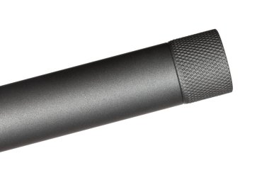 Susturucu, fren ya da flaş saklayıcı takmak için çıkartılabilen desenli iplik koruyucusu olan tüfek namlusu..