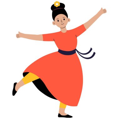 Group performing traditional cultural dance in colorful costumes Illustration