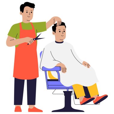 Hairdresser cutting clients hair in modern salon environment Illustration