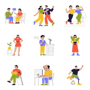 Diverse musicians and people performing music together illustration  Set 1