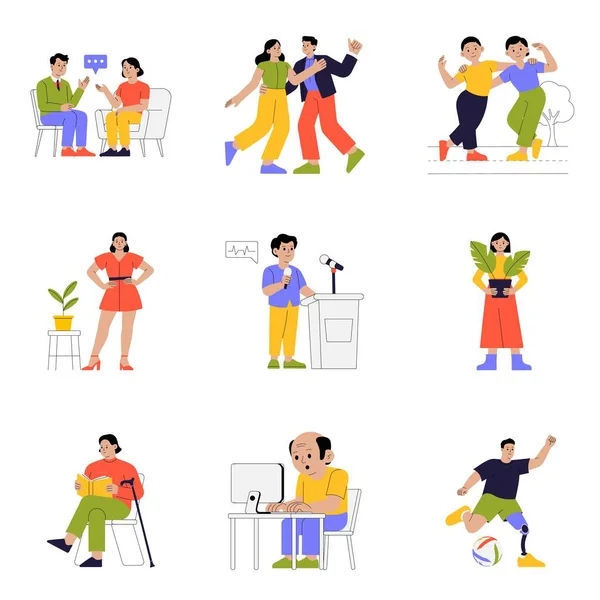 Diverse musicians and people performing music together illustration  Set 1