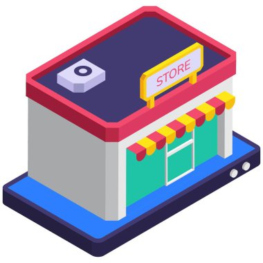 Virtual store interface showing various items for sale online illustration