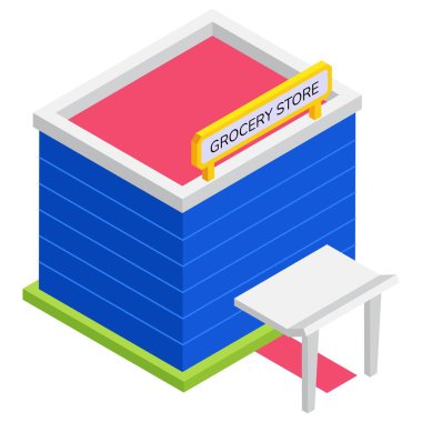 Supermarket with fresh products and customers shopping illustration