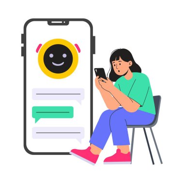 Virtual assistant helping with customer queries illustration