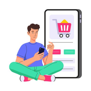 Applying promo or voucher for shopping illustration