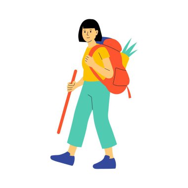 Working remotely on laptop during hiking trip illustration