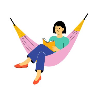 Relaxing outdoors on a hammock under trees illustration