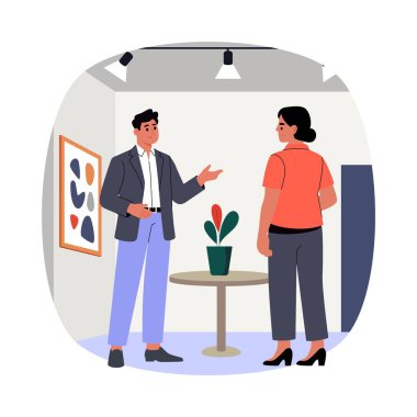 Artistic gallery or display area inside home illustration