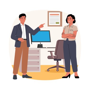 Detailed home workspace with decor and laptop illustration