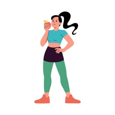 Eating Apple healthy habit illustration