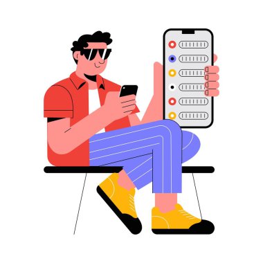 Selecting radio button option in app interface illustration