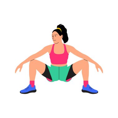 Denge ve esneklik çizimi için kollarını kavuşturan ve bir tarafa eğen kişi