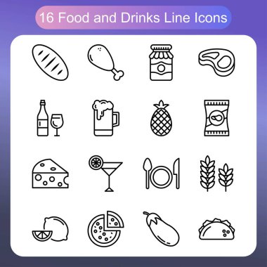Tatlı Tatlılar ve Pastane Zevkleri Sembolleri Satır Biçimi Simgeleri Seti 7