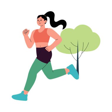 Park Jogging Vektörü Düz Çizim EPS 10 dosyası
