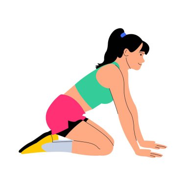 Çocuk Poz Vektörü Düz Çizim EPS 10 Dosyası