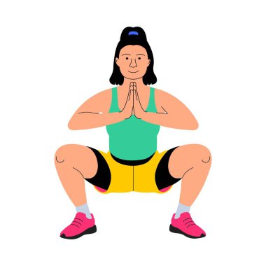 Çömelme Germe Vektörü Düz Çizim EPS 10 Dosyası