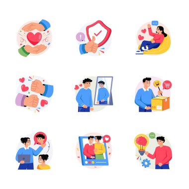 Arkadaşlık Kavramları Biçim illüstrasyonları kümesi 5