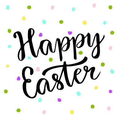 Cute Happy easter text on colors dots