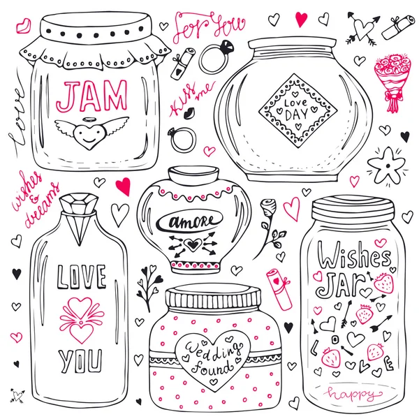 Cute mason jars set. — Wektor stockowy