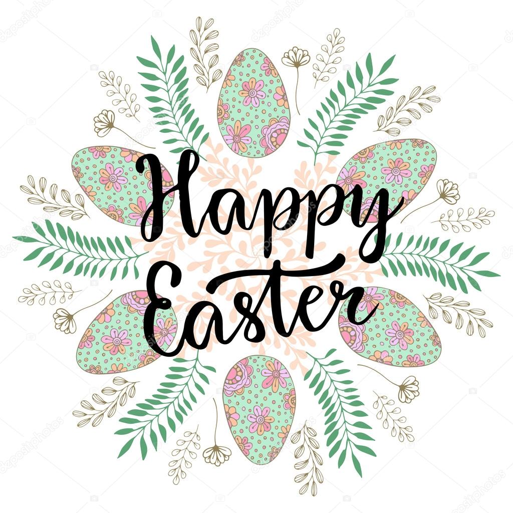 Lindo Feliz Pascua letras Vector de stock #100996836 de ©m-ion, image size:1024x1024