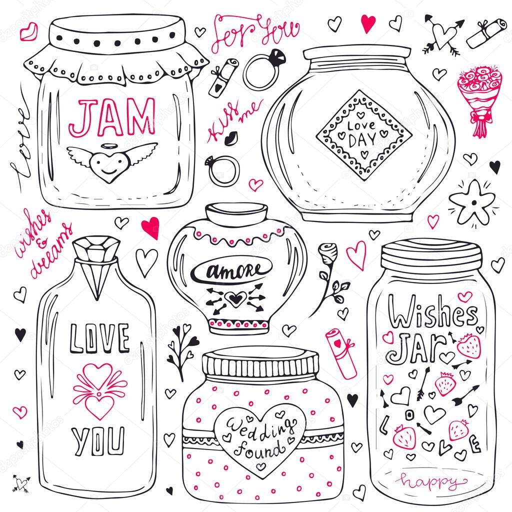 Cute mason jars set. Stock Vector by ©m-ion 100997500