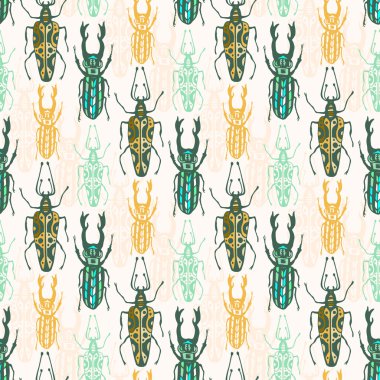 Böcekler ile etnik kabile seamless modeli.  