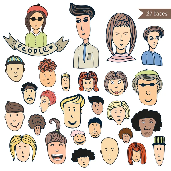 Doodle συλλογή των avatars. — Διανυσματικό Αρχείο