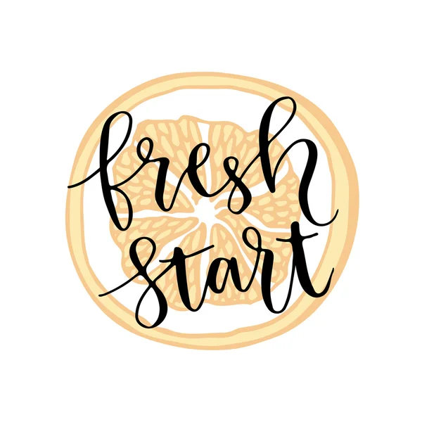 Fresh start. Hand lettering calligraphy — Stock Vector