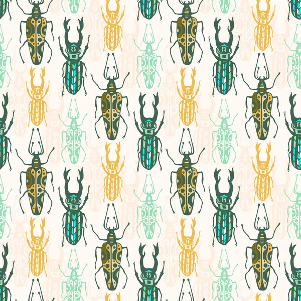 Modèle sans couture tribal ethnique avec des insectes . — Image vectorielle