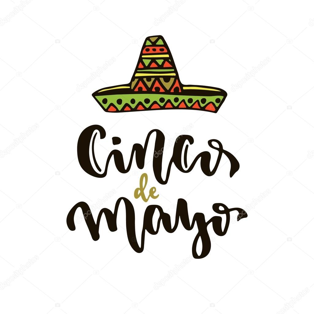 Cinco de Mayo vector icon. Mexican holiday vector lettering. Cinco de Mayo calligraphic greeting card. Vector hand drawn lettering design.