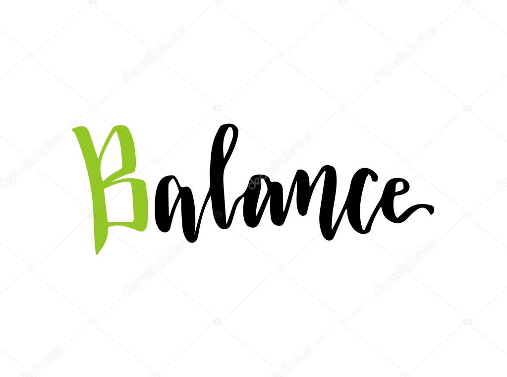 Vector hand lettering. Balance logo or sport center icon.