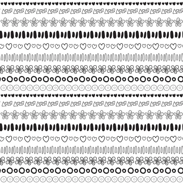 Patrón inconsútil étnico blanco y negro — Archivo Imágenes Vectoriales