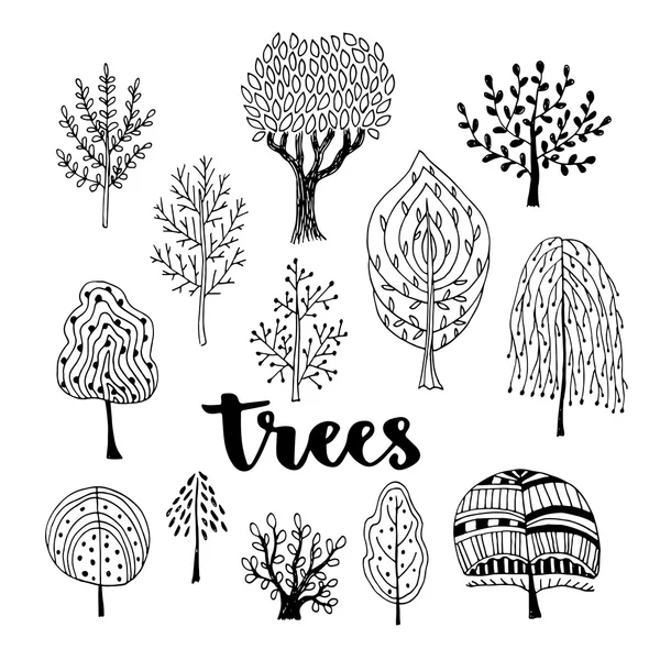 Ensemble de vecteurs d'arbres . — Image vectorielle