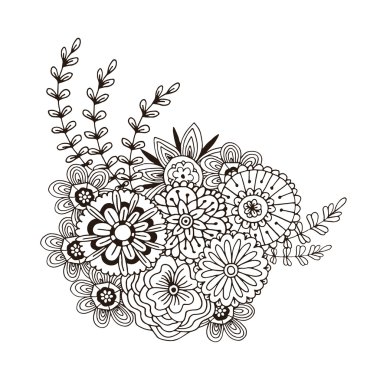 Soyut süs çiçek desenle vektör.  