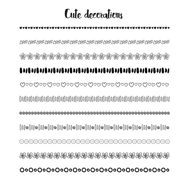 Hand drawn borders. Vector holidays decoration. — Stock Vector